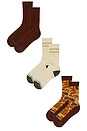 view 3 of 5 Camo Crew 3 Pack Socks in Brown