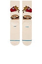 view 5 of 4 Combo Meal Crew Socks in Tan
