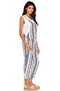 view 2 of 3 Vertical Navy Stripe Veil Sleeveless Tied Waist Jumpsuit in White