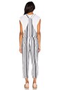 view 3 of 3 Vertical Navy Stripe Veil Sleeveless Tied Waist Jumpsuit in White