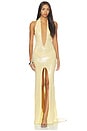 view 1 of 4 VESTIDO LARGO MEDIA WITH TRAIN in Pastel Yellow