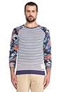view 1 of 4 Crewneck Pullover w/ Felpa Sleeve in Navy/Multi in Navy & Multi