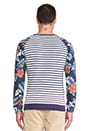 view 3 of 4 Crewneck Pullover w/ Felpa Sleeve in Navy/Multi in Navy & Multi