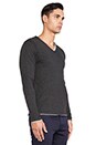 view 2 of 3 V-Neck Pullover in Charcoal Melange