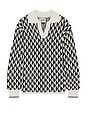 view 1 of 3 Dropped Shoulder Polo Sweater in Imagine Stripe White