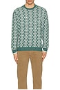 view 3 of 3 Jacquard Regular Fit Crewneck Sweater in Pitch Green