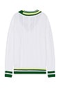 view 2 of 3 V Neck Dropped Shoulder Cable Knit Sweater in White
