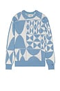 view 1 of 4 Textured Jacquard Crew Neck Sweater in Diamond Blue