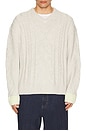view 1 of 4 V-Neck Chunky Cable Loose Fit Pullover in Eggnog Melange