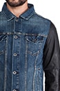view 6 of 7 Джинсовая куртка с кожаными рукавами in Denim