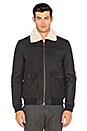 view 2 of 7 BLOUSON BOMBER EN CUIR DOUBLÉ IMITATION FOURRURE in Night