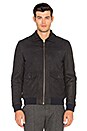 view 5 of 7 BLOUSON BOMBER EN CUIR DOUBLÉ IMITATION FOURRURE in Night