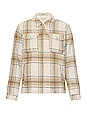 view 1 of 4 Zip Up Check Over Shirt in Off White & Camel