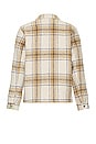 view 2 of 4 Zip Up Check Over Shirt in Off White & Camel