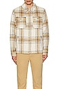 view 3 of 4 Zip Up Check Over Shirt in Off White & Camel