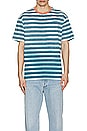 view 3 of 3 Yar Dye Stripe Pocket Tee in Off White & Harbour Teal Multicolor Stripe