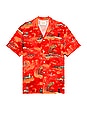 view 1 of 3 Allover Printed Viscose Short Sleeve Shirt in Red Surfer