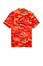 view 2 of 3 Allover Printed Viscose Short Sleeve Shirt in Red Surfer