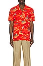 view 3 of 3 Allover Printed Viscose Short Sleeve Shirt in Red Surfer