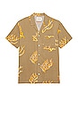 view 1 of 4 Allover Printed Viscose Short Sleeve Shirt in Taupe Coral