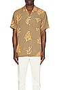 view 4 of 4 Allover Printed Viscose Short Sleeve Shirt in Taupe Coral