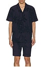 view 4 of 4 Terry Jacquard Short Sleeve Shirt in Navy Blue
