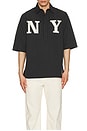 view 4 of 4 Tailored Pinstriped Baseball Shirt in Dark Grey Melange Pinstripe