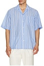 view 4 of 5 Striped Short Sleeve Shirt in Sky Blue