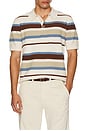 view 3 of 4 Regular Fit Knitted Striped Polo in Plaza Taupe Stripe