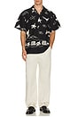 view 3 of 4 Relaxed Fit Placed AOP Short Sleeve Shirt in Black & White