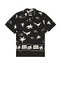 view 4 of 4 Relaxed Fit Placed AOP Short Sleeve Shirt in Black & White