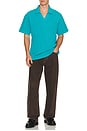 view 3 of 4 3 Crossed Pique Garment Dyed Polo in Tahitian Teal