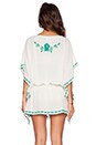 view 3 of 4 Delia Embroidered Kaftan in Ecru & Green
