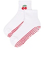 view 2 of 4 Very Cherry Grip Socks in White