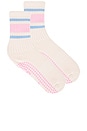 view 1 of 4 Pink Retro Grip Socks in Pink
