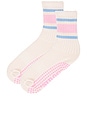 view 2 of 4 Pink Retro Grip Socks in Pink