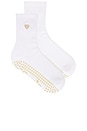 view 1 of 4 Beige Heart Grip Socks in White
