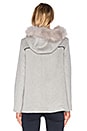 view 4 of 5 MANTEAU VESTE AVEC BORDURE CAPUCHE EN RATON-LAVEUR EZIO in Heather Grey