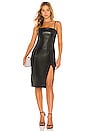 view 1 of 3 Faux Leather Thin Strap Square Neck Dress in Black
