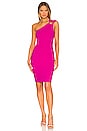 view 1 of 3 One Shoulder Ring Dress in Magenta