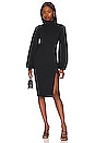 view 1 of 3 Mock Neck Slit Midi Dress in Black