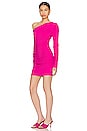 view 3 of 4 Off Shoulder Gathered Mini Dress in Magenta