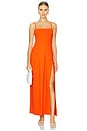 view 1 of 3 Wide Strap Flare Slit Dress in Mandarin