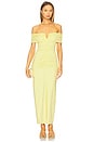 view 1 of 3 V Wire Gathered Off The Shoulder Dress in Lemon Zest