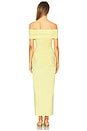 view 3 of 3 V Wire Gathered Off The Shoulder Dress in Lemon Zest