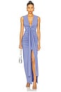 view 1 of 3 Tie Front Gathered Dress in Blue Velvet