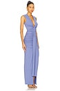 view 2 of 3 Tie Front Gathered Dress in Blue Velvet