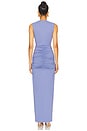 view 3 of 3 Tie Front Gathered Dress in Blue Velvet