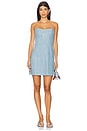 view 1 of 4 Sequin Denim Corset Dress in Light Wash
