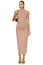 view 1 of 3 Gathered Mock Neck Sleeveless Dress in Coco